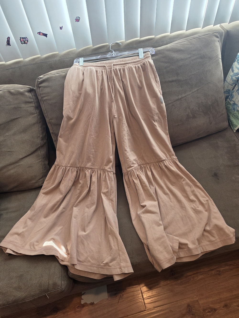 FP Movement by Free People Peach Ruffle Flare Lounge Pants